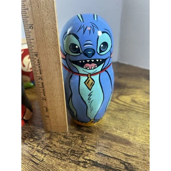 Disney Lilo Stitch Wooden Nesting Dolls Hand Painted Set 7.5 Inch Tall - Picture 3 of 11